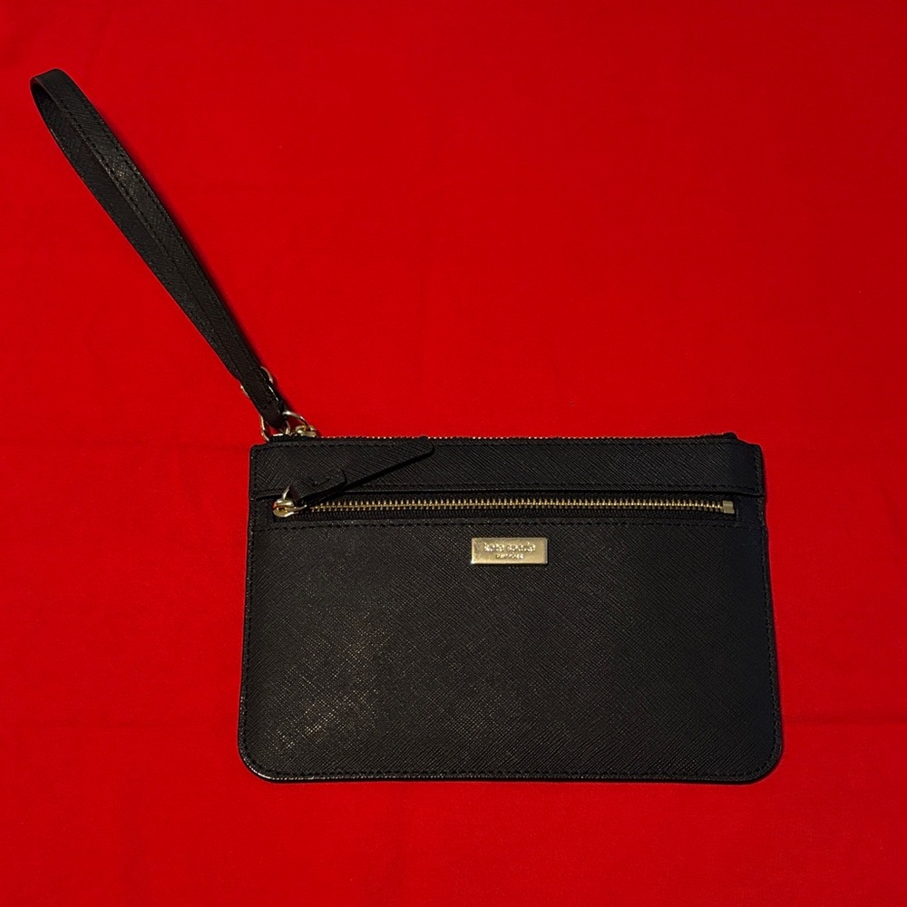 Kate Spade Black Wristlet with Gold Accents